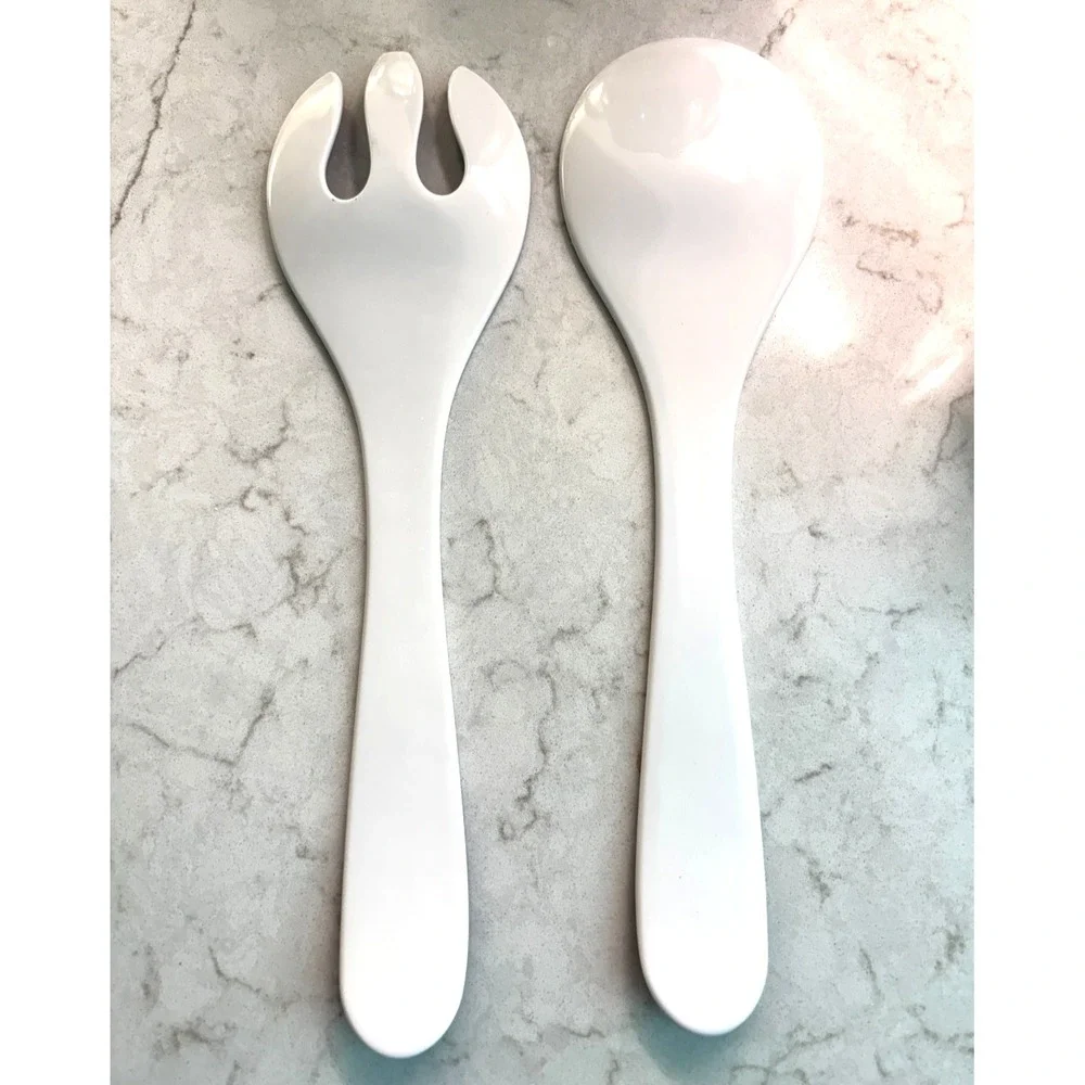 Salad Serve  Spoon Fork Blue White Ombre Melamine Serving Utensils